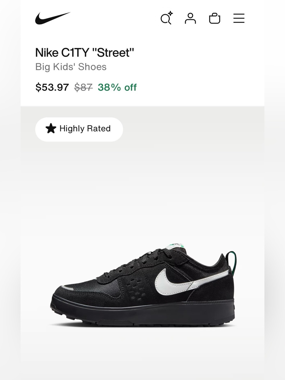 🖤 Nike C1TY Street Low Top Suede Sneaker Shoes (Youth/Men’s 7 or Women’s 8.5) - Picture 12 of 12